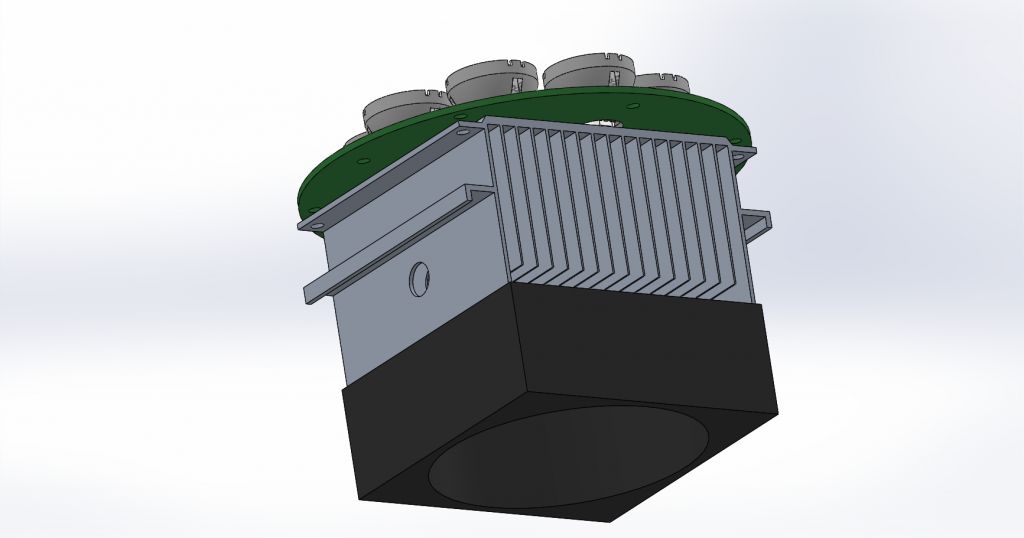 Assembly PCB with LEDs 3D With Heatsink Fan