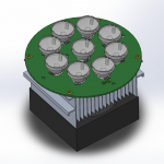 Assembly PCB with LEDs 3D With Heatsink Lenses